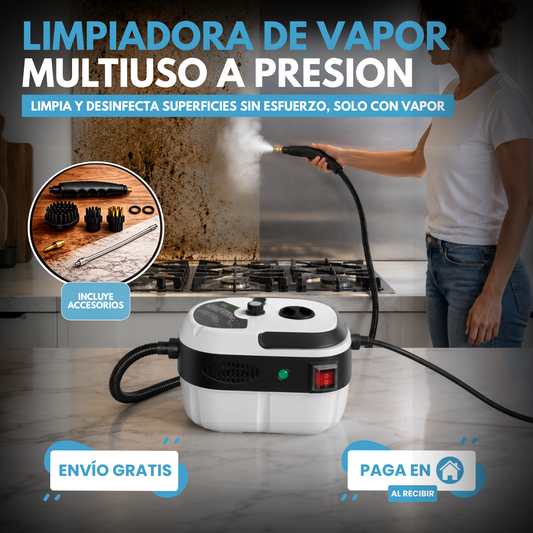 LIMPIADORA A VAPOR PORTÁTIL 2500W DE ALTA PRESIÓN | ACCESORIOS DE REGALO 🎁